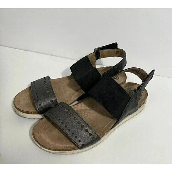 Earth Spirit Womens Sandals Metallic Gray Slingback Black Elastic Size 6 - Picture 5 of 12